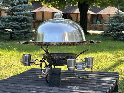 Подставка для шашлыка Садж. Садж Греция 36 см+3 соусницы+ 6 рюмок нерж. Без щипцов 36Гр.нерж фото
