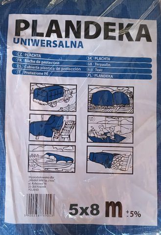 Тент тарпаулін захисний Wimar (Польща) 5х8 м, щільність 60 г/м&sup2;, синій посилений водонепроникний з люверсами 2465566403 фото