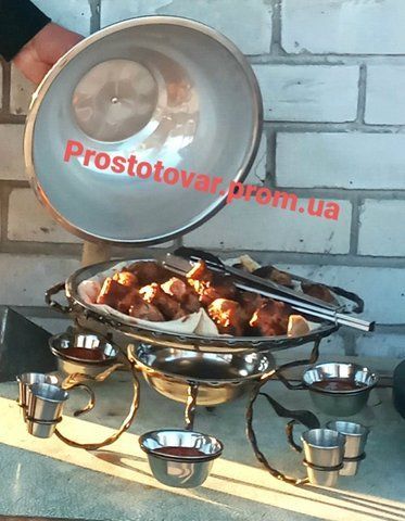 Подставка для подогрева мяса. Садж 36см глубокий поднос+3 соус +6 рюмок. Без щипцов. 1495965516 фото