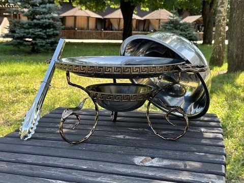Подставка для шашлыка Садж Греция 36 см и щипцы 36Гр.щ фото