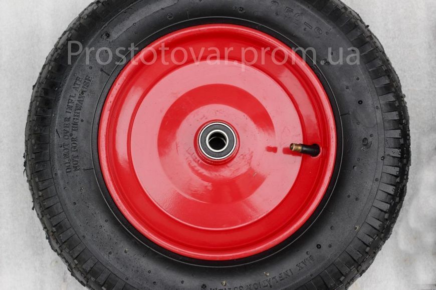 Колесо для тачки 4.00-8 (370х85 мм) 4PR усиленное пневматическое стальной диск (подшипник 16 мм) KPR-230013 фото